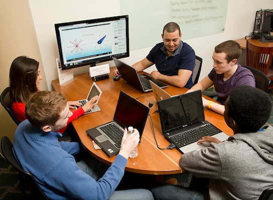 Students studying together